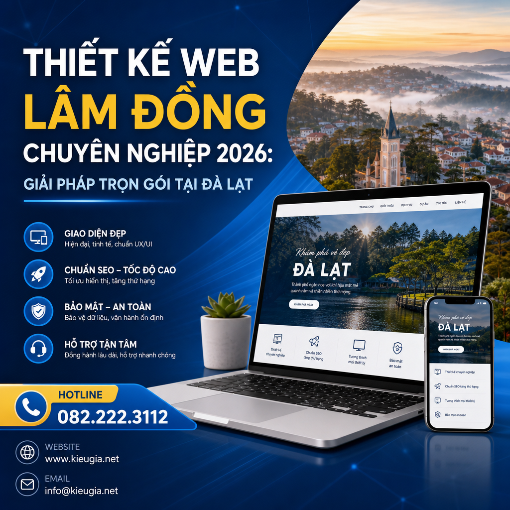 Thiết kế web Lâm Đồng chuyên nghiệp 2026: Giải pháp trọn gói tại Đà Lạt