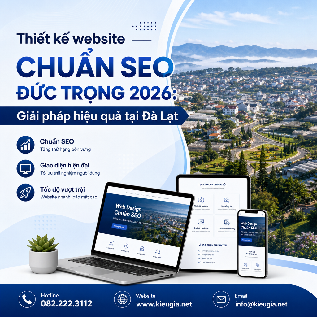 Thiết kế website chuẩn SEO Đức Trọng 2026: Giải pháp hiệu quả tại Đà Lạt