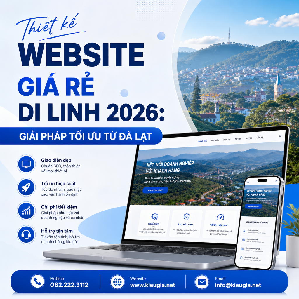 Thiết kế website giá rẻ Di Linh 2026: Giải pháp tối ưu từ Đà Lạt
