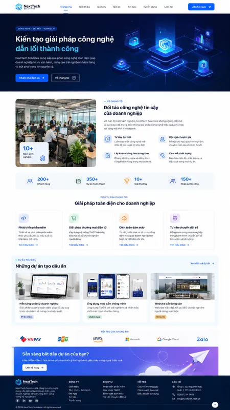 Mẫu giao diện website Website giải pháp công nghệ (NextTech) tại Đà Lạt