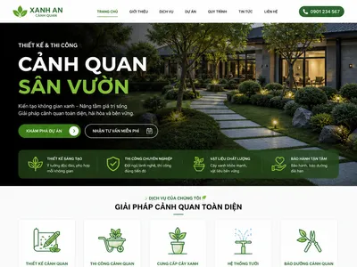 Mẫu Website Thiết Kế & Thi Công Cảnh Quan Sân Vườn (GreenScape)