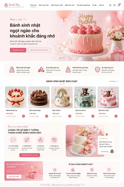 Mẫu Website Tiệm Bánh Sinh Nhật (Sweet Day)