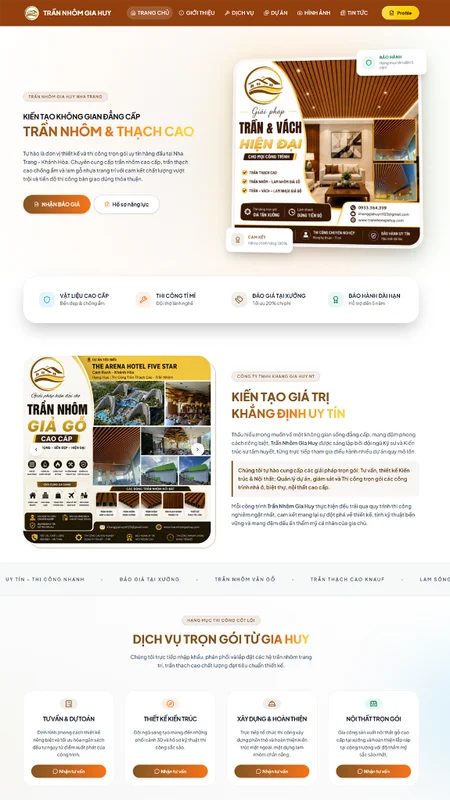 Mẫu giao diện website Website Trần Nhôm & Thạch Cao (Gia Huy) tại Đà Lạt