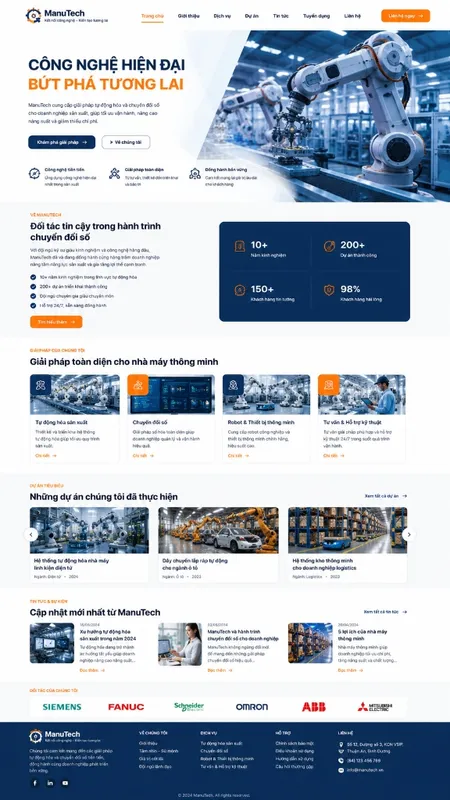 Mẫu giao diện website Website cơ khí & tự động hóa (ManuTech) tại Đà Lạt