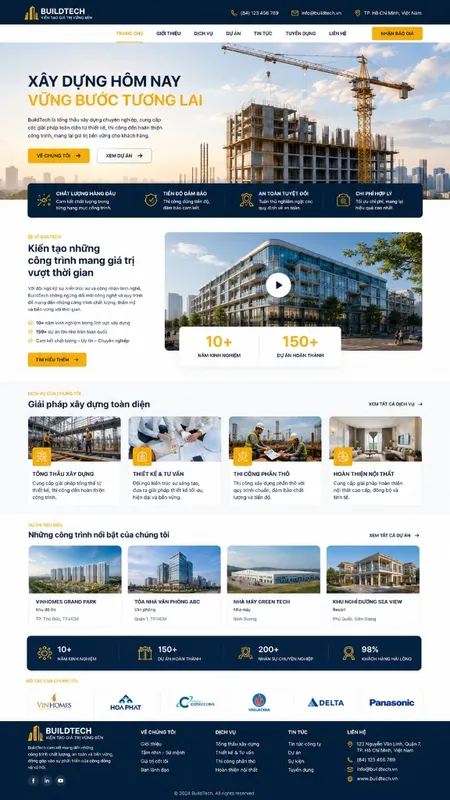Mẫu giao diện website Website thi công xây dựng (BuildTech) tại Đà Lạt