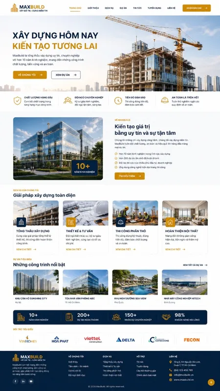 Mẫu giao diện website Website tổng thầu xây dựng (MaxBuild) tại Đà Lạt